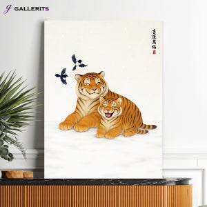 만복 호작도 까치 호랑이 그림 겨울 크리스마스 인테리어 거실 액자 중형