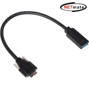 강원전자 넷메이트 USB3.0 AF-MicroB(Lock) 산업용 OTG 케이블 0.3m (블랙) NM-OTG30S