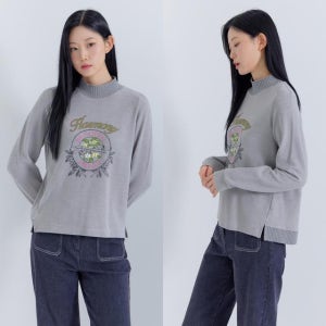 지센 [25FW] 원포인트 반넥 긴팔 티셔츠 LCTSPA29 GR