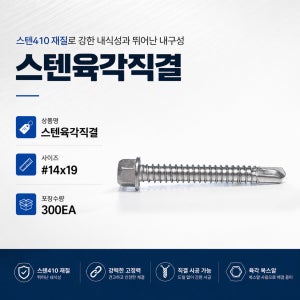 스텐 육각 직결피스 14x19 판넬피스 철판용 셀프드릴 300개