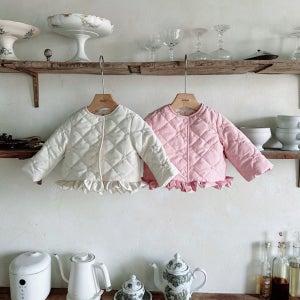 여아 경량 패딩 점퍼 돌 두돌아기옷 겨울 무지 프릴 누빔 점퍼 아우터