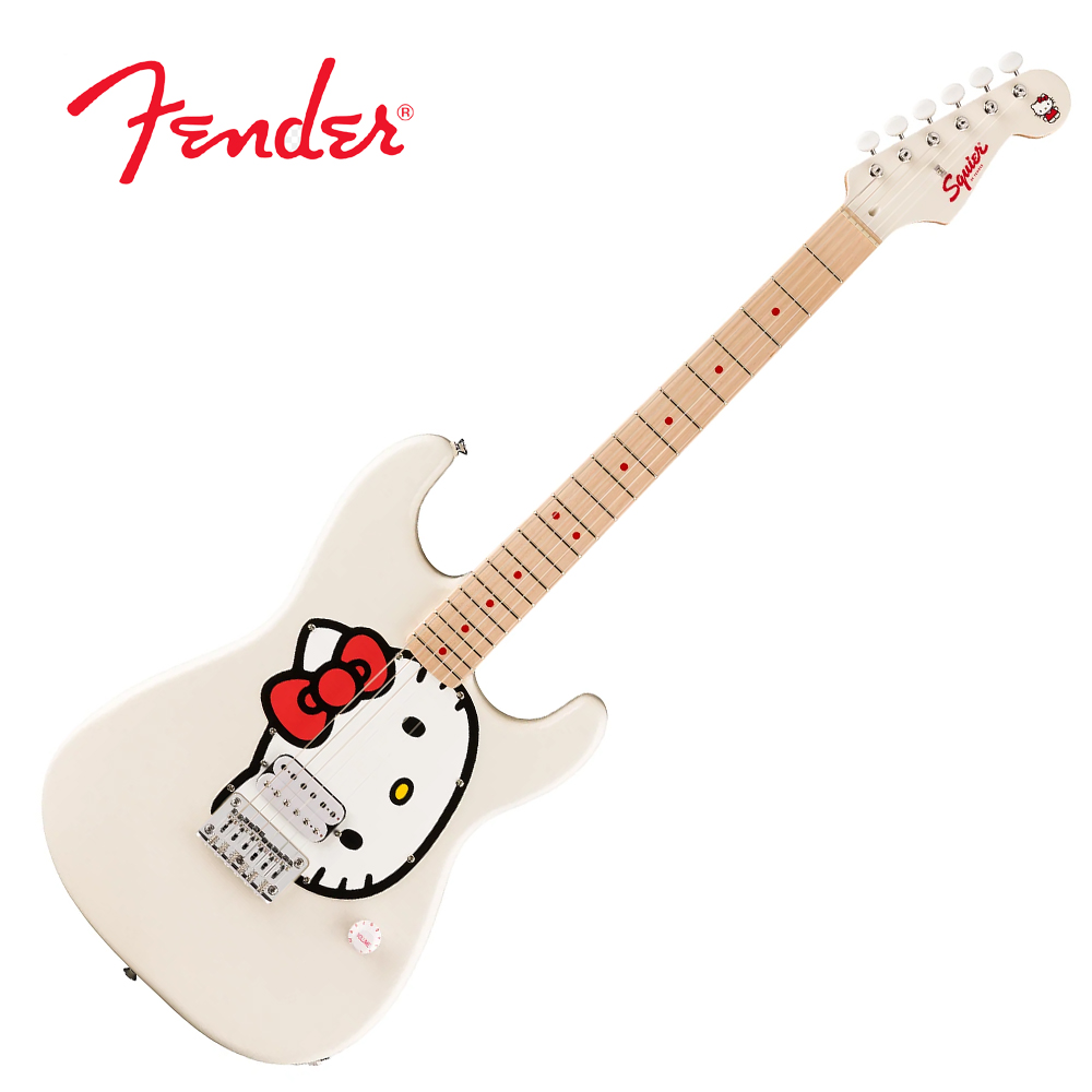 Fender 펜더 헬로키티 일렉기타 스트라토캐스터 Squier by Fender 한정판 화이트