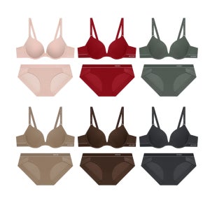 [게스언더웨어] 클리어 로고 와이어 브라 팬티 세트 6Colors