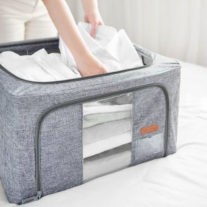 비스토어 리빙박스 수납 정리함 펜트리 옷정리 이불정리 접이식 수납함 대형_그레이, 66L, 1개