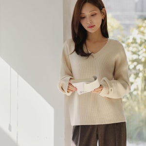 소프트 리얼겹V 긴팔니트(캐시혼방)