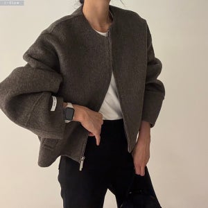 프레마 노카라 울 집업 자켓 2col 가을 겨울 핸드메이드 숏코트 오버핏 제이플로우