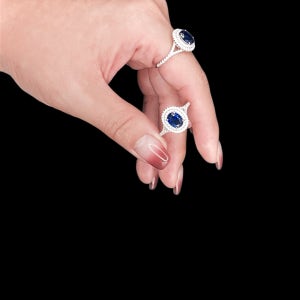 [Sapphire Ring] 헤일로 사파이어 유색 순은 보석반지 S925 데시레아