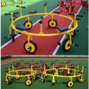 회전 자전거 놀이터 동그라미 즐거운 원형 유원지 협동 다인승 4인용