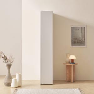 [기본형] 메르 틈새 수납장 E0 옷 세로 폭좁은 슬림 다용도 300 (도어/옷봉형), 2단, 연그레이