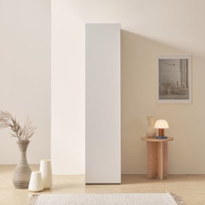 [기본형] 메르 틈새 수납장 E0 옷 세로 폭좁은 슬림 다용도 400 (도어/옷봉형), 2단, 연그레이