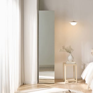 [기본형] 메르 틈새 수납장 E0 옷 세로 폭좁은 슬림 다용도 400 (거울/옷봉+수납형), 3단, 화이트