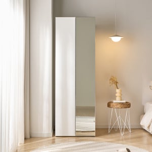 [기본형] 메르 틈새 수납장 E0 옷 세로 폭좁은 슬림 다용도 600 (거울/수납형), 5단, 연그레이