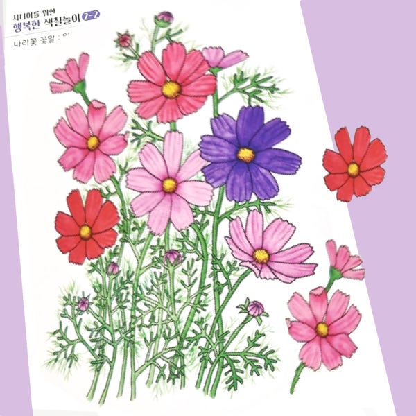 노인 어르신 치매예방 색칠공부 도안 성인 시니어 꽃 화투 그리기 컬러링 색칠