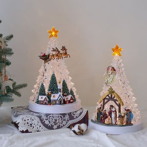 [데코앤키친]화이트 별 트리 오르골