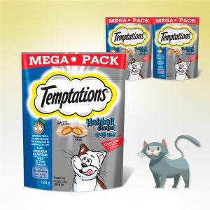 템테이션 메가 팩 고양이 간식 헤어볼 컨트롤, 160g, 3개