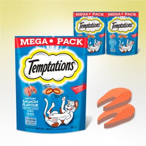 템테이션 메가 팩 고양이 간식 담백한 연어맛, 160g, 3개