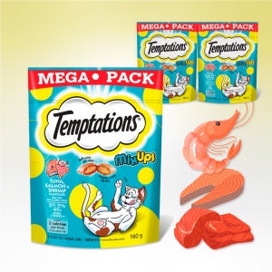 템테이션 메가 팩 고양이 간식 믹스업 참치+연어+새우, 160g, 3개