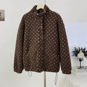 하이넥 도트 후리스점퍼 오버핏 단추집업 덤블버튼점퍼