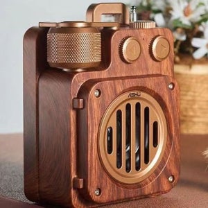 휴대용 레트로 블루투스스피커 뮤젠와일드미니 빈티지 우드 캠핑 무선스피커 안테나 라디오 AI 스마트 음성제어 공식 표준 패키지