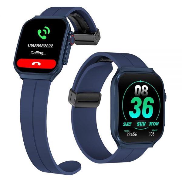 MYLAMZAL 블루투스 통화, 안드로이드 및 iOS 호환 1.9인치 AMOLED 터치 스크린 AI 음성 피트니스 트래커 심박수/수면/SpO2/<b>스트레스</b> 모니터 만 <b>OA</b>88-Blue