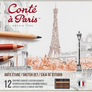 콩테 아 파리 스케치 연필 세트 드로잉 풍경화 데생 [미국출고]