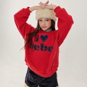 포크칩스 겨울 아이러브 맨투맨 여아 키즈 주니어 양기모 티셔츠 등원룩