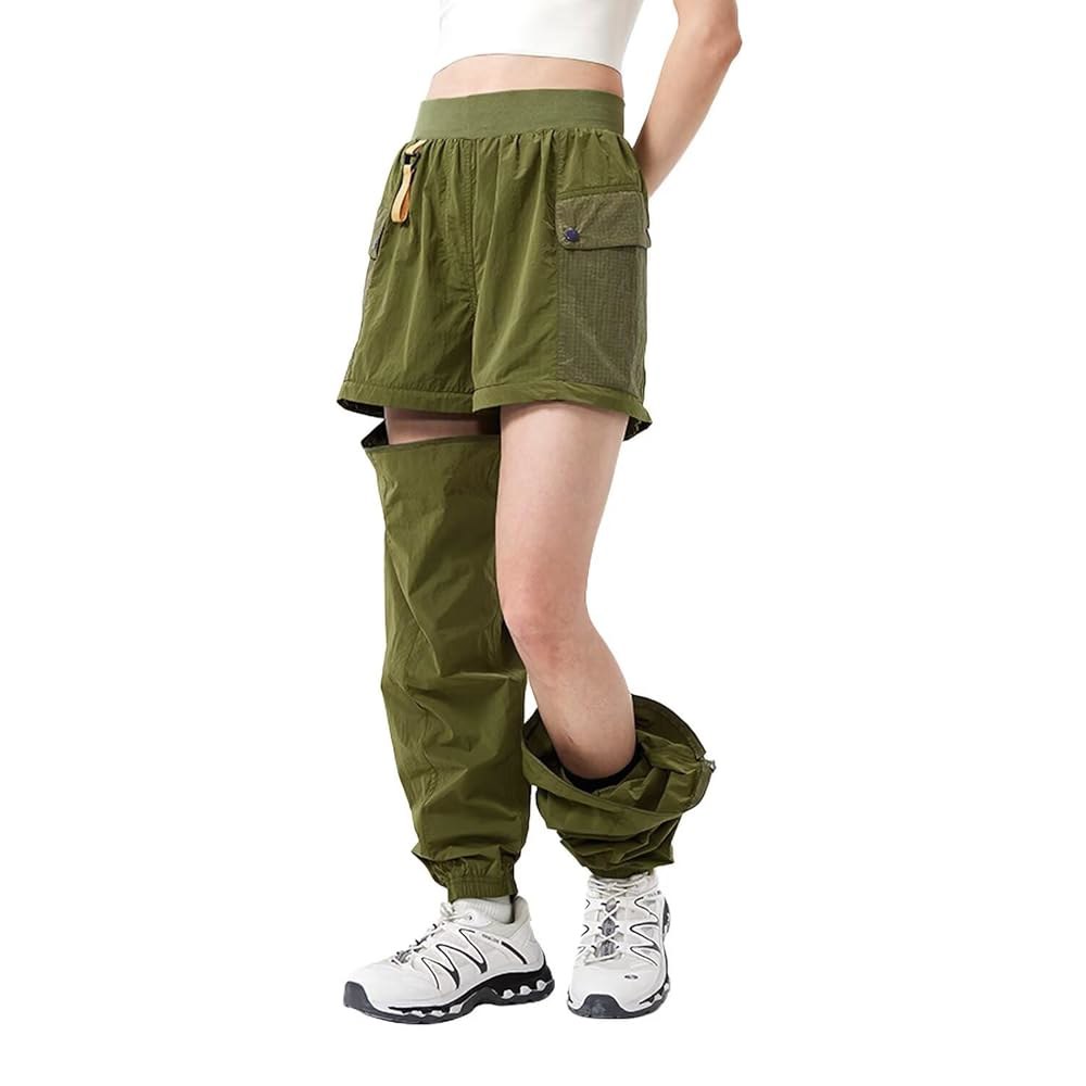 JOMLUN 여성 하이킹 바지 아웃도어 컨버터블 지퍼 오프 반바지 퀵 드라이 낚시 여행 사파리 카고 슬림 핏 바지 Black 3X-Small