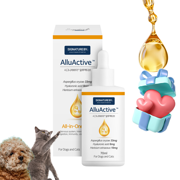 <b>시그니처</b>바이 알루액티브 노령견 노령묘 면역력 뇌인지 <b>종합</b><b>케어</b> 올인원 시니어 영양제 70ml