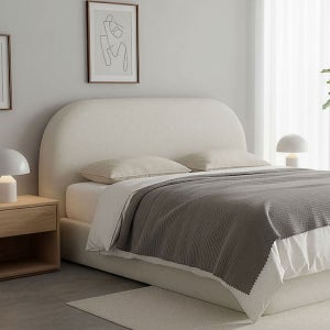 커스텀침대 라운드 룬 헤드보드 미니멀 베드 패브릭 주문제작 침대 헤드 프레임