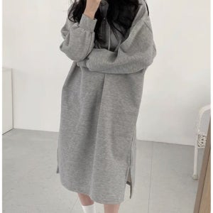 겨울 여성 기모 롱원피스 빅사이즈 오버핏 체형커버 편안한 임산부 방한 보온 주부 무지