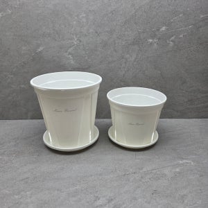청연 원형 슬릿 플라스틱 화분 - 받침별도 18호, 화이트