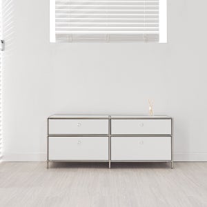 국내생산 리엘르 1200 2단 모듈 철제 미드센츄리 서랍형 와이드 수납장 티비다이