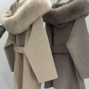 리얼 폭스 후드 핸드메이드코트 하프 퍼코트 여성 겨울