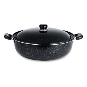 [국내생산] 심플팬 업소용 다용도 마블 튀김냄비 튀김팬 50cm, 블랙