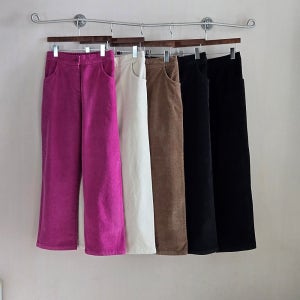 포근한 밴딩 기모 골덴통바지 뒷밴딩 편한 일자 와이드팬츠 빅사이즈 키작녀 코듀로이팬츠