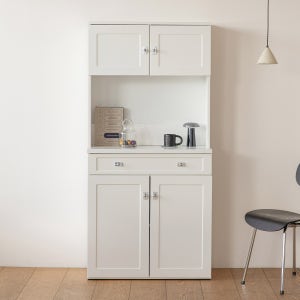 킨포 심플 주방수납장 상부장세트 800x400x1660mm, 4단, 루체 실버손잡이