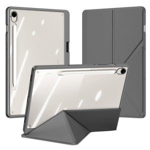갤럭시탭 S9 FE 케이스 투명 S펜 수납 스마트 북커버 마기 그레이, 탭 S9 FE/S9