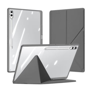 갤럭시탭 S9 FE 플러스 케이스 투명 S펜 수납 스마트 북커버 마기 그레이, 탭 S9 FE+/S9+