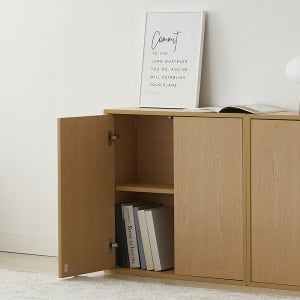 블루오아시스 칼름 폭25cm 양문형 수납장 틈새 슬림 도어 700 선반장 700x250x700, 2단, 오크