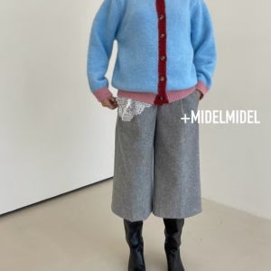 보니따스 헤링본 버뮤다 팬츠 뒷밴딩 여성 7부 겨울 울 바지/ 그레이 브라운