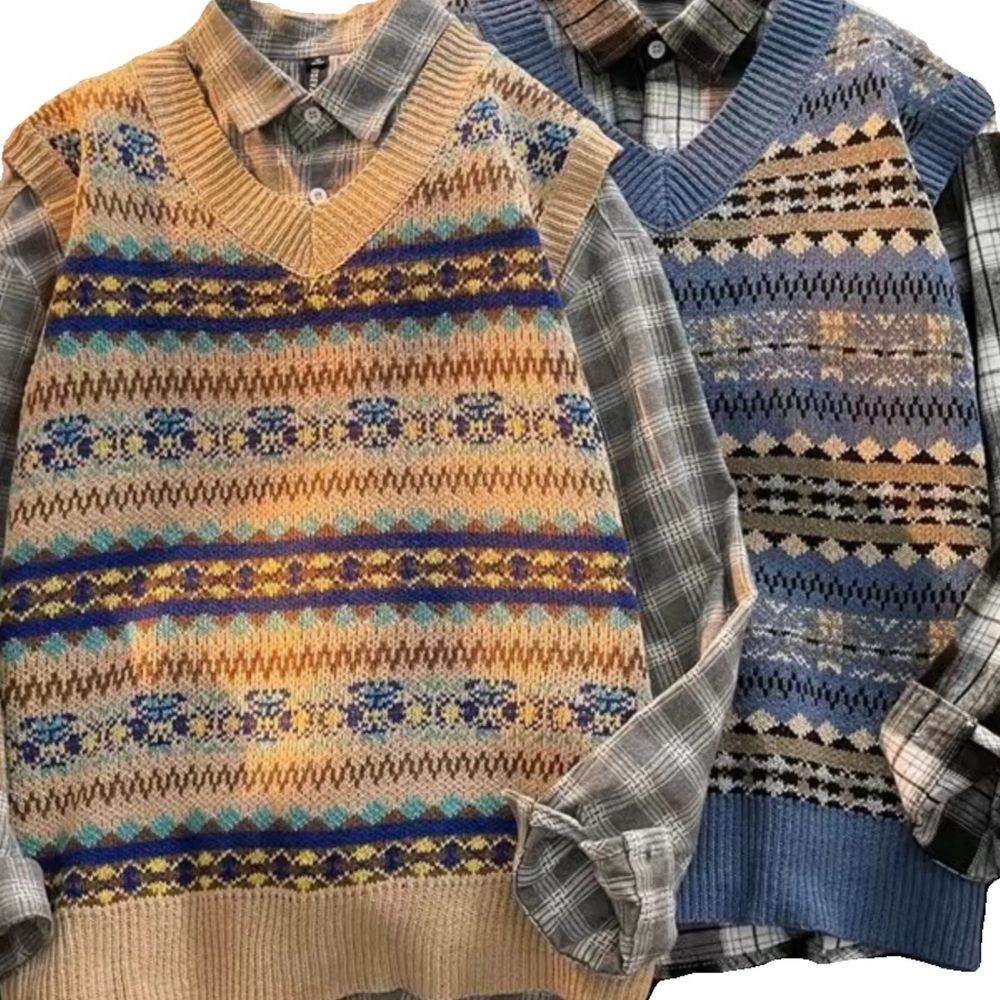 아일 그레이 등산 바람막이 <b>페어</b> 니트 <b>페어</b>아일 조끼 <b>남성</b>