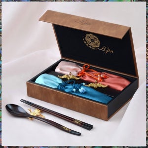 현진 쌍학 프리미엄 옻칠나무수저 2인세트(포장+쇼핑백) 결혼답례품 팔순잔치 정년퇴직