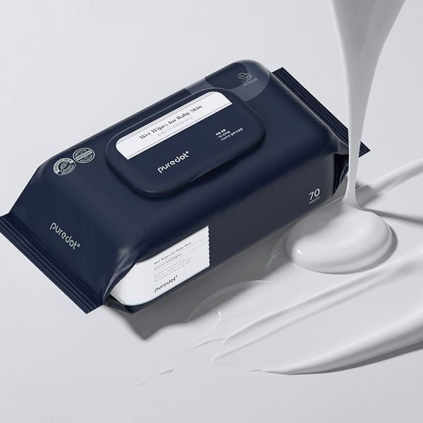 츄츄 체험상품 100% 레이온 생분해 <b>퓨어닷</b> 아기 피부전용 로션 물티슈 70매/5팩