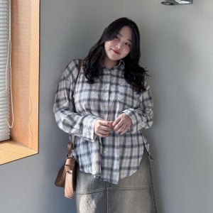 [55-120] 캐주얼 무드 루즈핏 체크 셔츠 여성 빅사이즈 여자 플러스사이즈 어거스트플랜