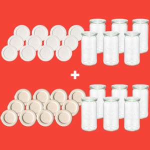 [1+1 PE 12개+실리콘뚜껑 12개 포함] WECK 웩서울 원통형 340ml WE975 1박스 6개