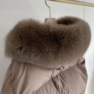 사가폭스 구스 패딩 점퍼 여성 후드 숏패딩 베이지 브라운 블랙