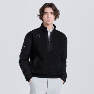 남성 스트레치 저지 약패딩 반집업 우븐탑 블랙