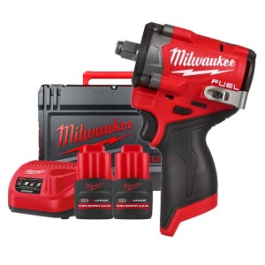 밀워키 M12 FIW2F12-252X 충전 임팩트 렌치 12V 배터리(2.5) 2개 세트