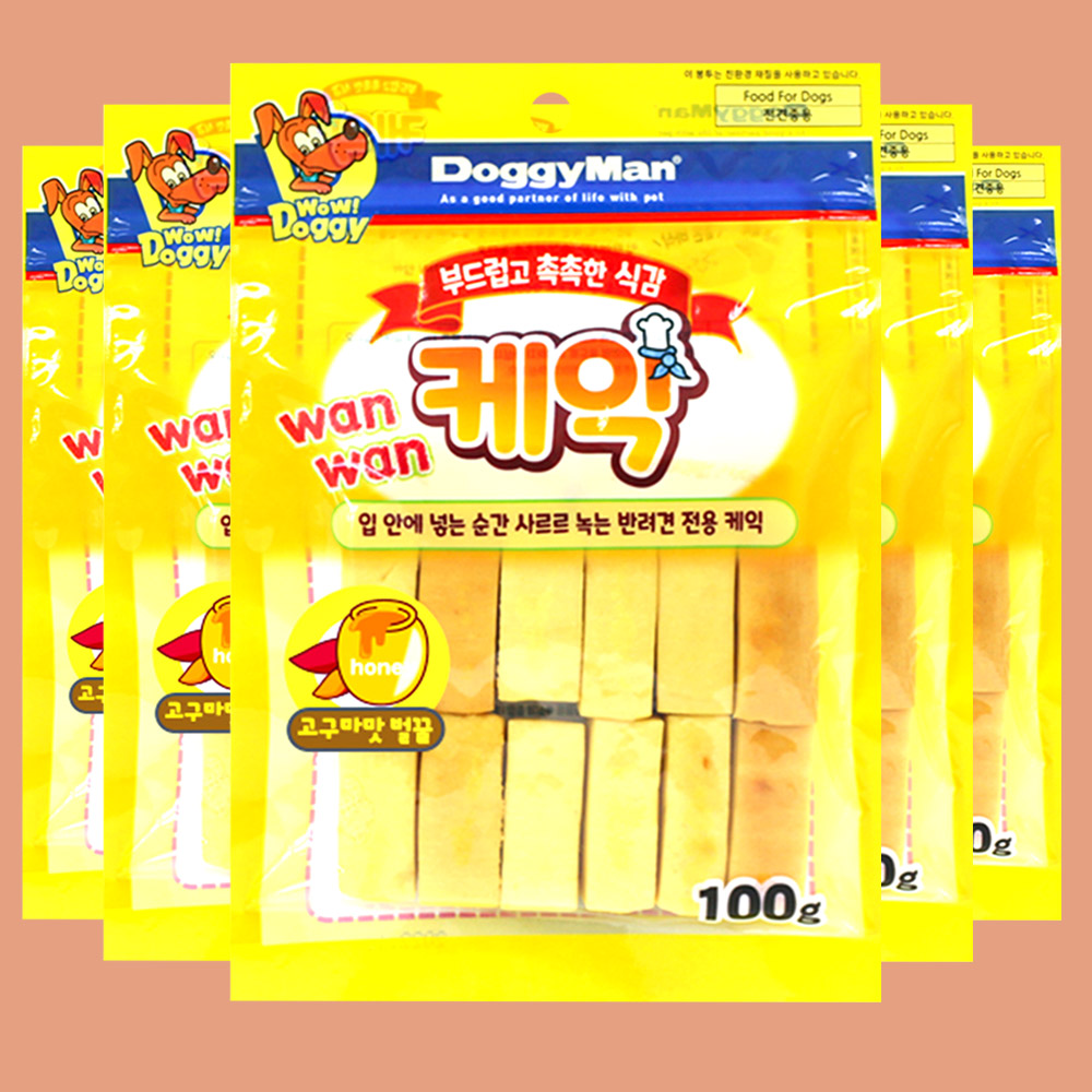도기맨 부드러운 강아지 간식 고구마맛 벌꿀 케익, 100g, 6개