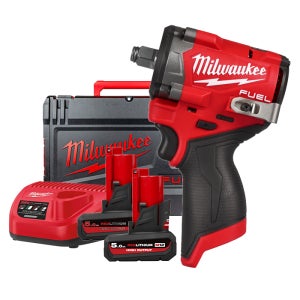 밀워키 M12 FIW2F12-502X 무선 임팩 렌치 12V 배터리(5.0) 2개 세트